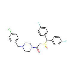 O=C(C[S@+]([O-])C(c1ccc(F)cc1)c1ccc(F)cc1)N1CCN(Cc2ccc(Cl)cc2)CC1 ZINC001772588760