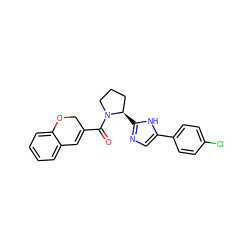 O=C(C1=Cc2ccccc2OC1)N1CCC[C@H]1c1ncc(-c2ccc(Cl)cc2)[nH]1 ZINC000605380749