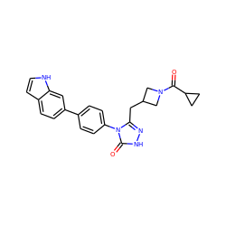 O=C(C1CC1)N1CC(Cc2n[nH]c(=O)n2-c2ccc(-c3ccc4cc[nH]c4c3)cc2)C1 ZINC000118710926