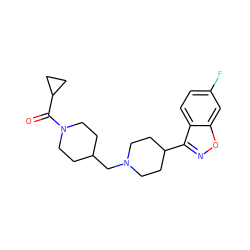 O=C(C1CC1)N1CCC(CN2CCC(c3noc4cc(F)ccc34)CC2)CC1 ZINC000653803687