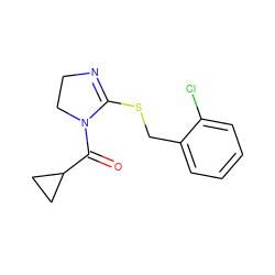 O=C(C1CC1)N1CCN=C1SCc1ccccc1Cl ZINC000004120247