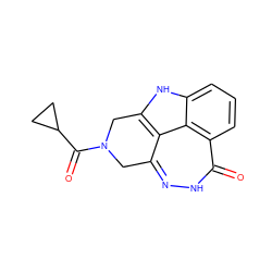 O=C(C1CC1)N1Cc2n[nH]c(=O)c3cccc4[nH]c(c2c43)C1 ZINC000146390627