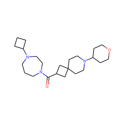 O=C(C1CC2(CCN(C3CCOCC3)CC2)C1)N1CCCN(C2CCC2)CC1 ZINC000103243029