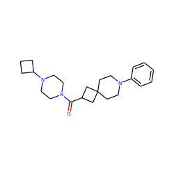 O=C(C1CC2(CCN(c3ccccc3)CC2)C1)N1CCN(C2CCC2)CC1 ZINC000103243068