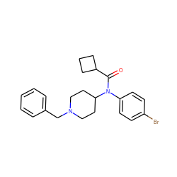 O=C(C1CCC1)N(c1ccc(Br)cc1)C1CCN(Cc2ccccc2)CC1 ZINC000013817808