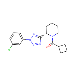 O=C(C1CCC1)N1CCCC[C@H]1c1nnn(-c2cccc(Cl)c2)n1 ZINC000034999318