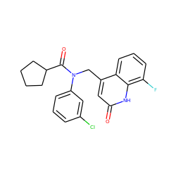 O=C(C1CCCC1)N(Cc1cc(=O)[nH]c2c(F)cccc12)c1cccc(Cl)c1 ZINC000040891666