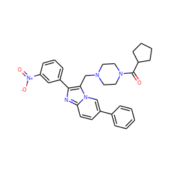 O=C(C1CCCC1)N1CCN(Cc2c(-c3cccc([N+](=O)[O-])c3)nc3ccc(-c4ccccc4)cn23)CC1 ZINC000037384747