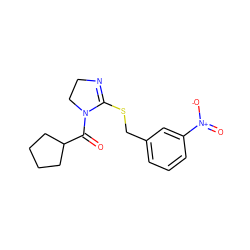 O=C(C1CCCC1)N1CCN=C1SCc1cccc([N+](=O)[O-])c1 ZINC000004120639