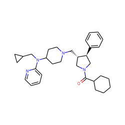 O=C(C1CCCCC1)N1C[C@H](CN2CCC(N(CC3CC3)c3ccccn3)CC2)[C@@H](c2ccccc2)C1 ZINC000013487342