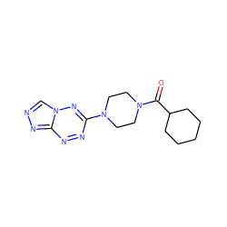 O=C(C1CCCCC1)N1CCN(c2nnc3nncn3n2)CC1 ZINC000653827937