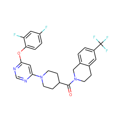 O=C(C1CCN(c2cc(Oc3ccc(F)cc3F)ncn2)CC1)N1CCc2cc(C(F)(F)F)ccc2C1 ZINC001772655994