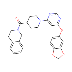 O=C(C1CCN(c2cc(Oc3ccc4c(c3)OCO4)ncn2)CC1)N1CCc2ccccc2C1 ZINC001772598895