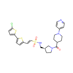 O=C(C1CCN(c2ccncc2)CC1)N1CC[C@@H](CNS(=O)(=O)/C=C/c2ccc(-c3ccc(Cl)s3)s2)C1 ZINC000028955956