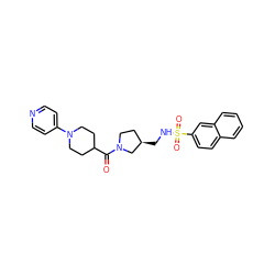 O=C(C1CCN(c2ccncc2)CC1)N1CC[C@@H](CNS(=O)(=O)c2ccc3ccccc3c2)C1 ZINC000028955903