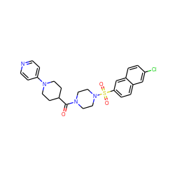 O=C(C1CCN(c2ccncc2)CC1)N1CCN(S(=O)(=O)c2ccc3cc(Cl)ccc3c2)CC1 ZINC000003581069