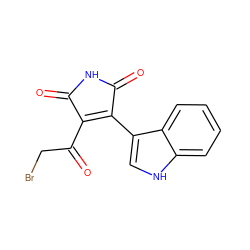 O=C(CBr)C1=C(c2c[nH]c3ccccc23)C(=O)NC1=O ZINC000072108511