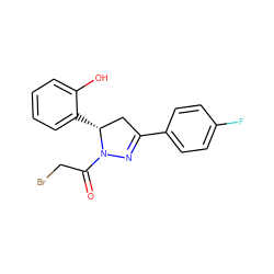 O=C(CBr)N1N=C(c2ccc(F)cc2)C[C@H]1c1ccccc1O ZINC000299863072