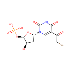 O=C(CBr)c1cn([C@@H]2C[C@@H](O)[C@@H](OP(=O)(O)O)O2)c(=O)[nH]c1=O ZINC000025980767