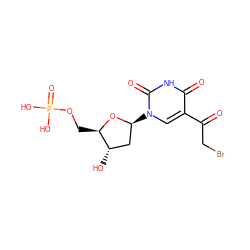 O=C(CBr)c1cn([C@H]2C[C@H](O)[C@@H](COP(=O)(O)O)O2)c(=O)[nH]c1=O ZINC000084723682