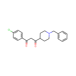 O=C(CC(=O)C1CCN(Cc2ccccc2)CC1)c1ccc(Cl)cc1 ZINC000101080587