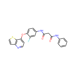 O=C(CC(=O)Nc1ccc(Oc2ccnc3ccsc23)c(F)c1)Nc1ccccc1 ZINC000045245358