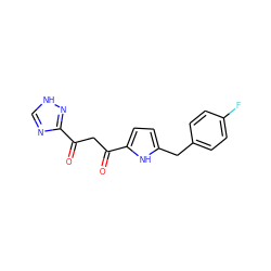 O=C(CC(=O)c1ccc(Cc2ccc(F)cc2)[nH]1)c1nc[nH]n1 ZINC000101133532