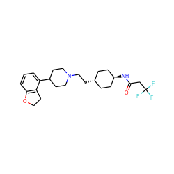 O=C(CC(F)(F)F)N[C@H]1CC[C@H](CCN2CCC(c3cccc4c3CCO4)CC2)CC1 ZINC000261186101