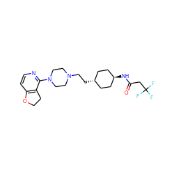 O=C(CC(F)(F)F)N[C@H]1CC[C@H](CCN2CCN(c3nccc4c3CCO4)CC2)CC1 ZINC000261124425