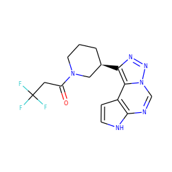 O=C(CC(F)(F)F)N1CCC[C@@H](c2nnn3cnc4[nH]ccc4c23)C1 ZINC001772571685