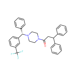 O=C(CC(c1ccccc1)c1ccccc1)N1CCN([C@@H](c2ccccc2)c2cccc(C(F)(F)F)c2)CC1 ZINC000045366087