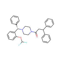 O=C(CC(c1ccccc1)c1ccccc1)N1CCN([C@@H](c2ccccc2)c2ccccc2OC(F)F)CC1 ZINC000136787478