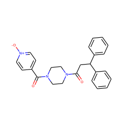 O=C(CC(c1ccccc1)c1ccccc1)N1CCN(C(=O)c2cc[n+]([O-])cc2)CC1 ZINC000013729102