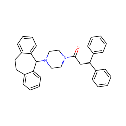 O=C(CC(c1ccccc1)c1ccccc1)N1CCN(C2c3ccccc3CCc3ccccc32)CC1 ZINC000038912158