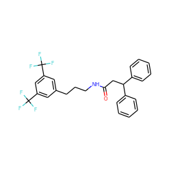 O=C(CC(c1ccccc1)c1ccccc1)NCCCc1cc(C(F)(F)F)cc(C(F)(F)F)c1 ZINC000029341411