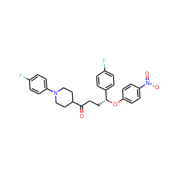 O=C(CC[C@@H](Oc1ccc([N+](=O)[O-])cc1)c1ccc(F)cc1)C1CCN(c2ccc(F)cc2)CC1 ZINC000027630473