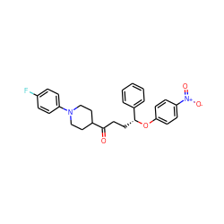 O=C(CC[C@@H](Oc1ccc([N+](=O)[O-])cc1)c1ccccc1)C1CCN(c2ccc(F)cc2)CC1 ZINC000027635410