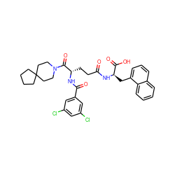 O=C(CC[C@H](NC(=O)c1cc(Cl)cc(Cl)c1)C(=O)N1CCC2(CCCC2)CC1)N[C@H](Cc1cccc2ccccc12)C(=O)O ZINC000003932798