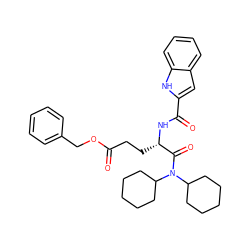 O=C(CC[C@H](NC(=O)c1cc2ccccc2[nH]1)C(=O)N(C1CCCCC1)C1CCCCC1)OCc1ccccc1 ZINC000003917511