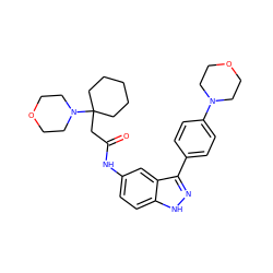 O=C(CC1(N2CCOCC2)CCCCC1)Nc1ccc2[nH]nc(-c3ccc(N4CCOCC4)cc3)c2c1 ZINC000299866756