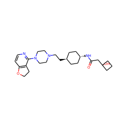 O=C(CC1(O)CCC1)N[C@H]1CC[C@H](CCN2CCN(c3nccc4c3CCO4)CC2)CC1 ZINC000261075330