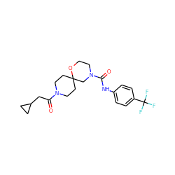 O=C(CC1CC1)N1CCC2(CC1)CN(C(=O)Nc1ccc(C(F)(F)F)cc1)CCO2 ZINC000103230973