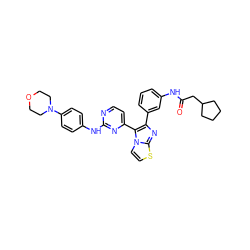 O=C(CC1CCCC1)Nc1cccc(-c2nc3sccn3c2-c2ccnc(Nc3ccc(N4CCOCC4)cc3)n2)c1 ZINC000049793841