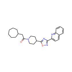 O=C(CC1CCCCCC1)N1CCC(c2nc(-c3ccc4ccccc4n3)no2)CC1 ZINC000072179366