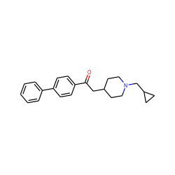 O=C(CC1CCN(CC2CC2)CC1)c1ccc(-c2ccccc2)cc1 ZINC000001493035