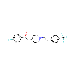 O=C(CC1CCN(CCc2ccc(C(F)(F)F)cc2)CC1)c1ccc(F)cc1 ZINC000013729946