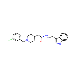 O=C(CC1CCN(Cc2cccc(Cl)c2)CC1)NCCc1c[nH]c2ccccc12 ZINC000653912905