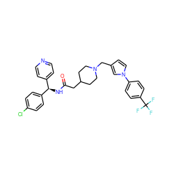 O=C(CC1CCN(Cc2ccn(-c3ccc(C(F)(F)F)cc3)c2)CC1)N[C@H](c1ccncc1)c1ccc(Cl)cc1 ZINC000043066482