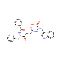 O=C(CCC(=O)[C@H](Cc1ccccc1)NC(=O)c1ccccc1)N[C@@H](Cc1c[nH]c2ccccc12)C(=O)O ZINC000036330299