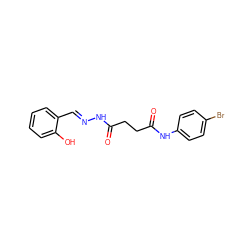 O=C(CCC(=O)Nc1ccc(Br)cc1)N/N=C/c1ccccc1O ZINC000001959962